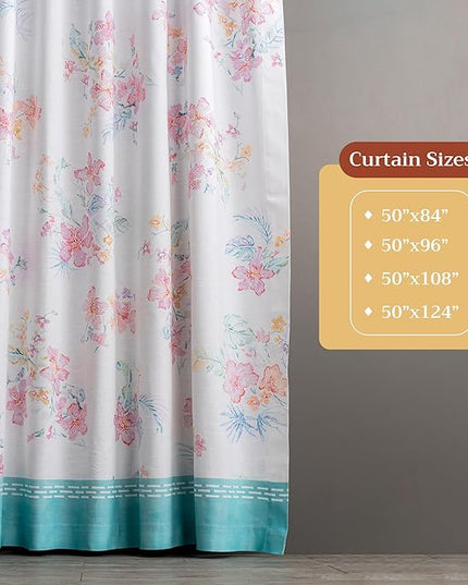 Maison d' Hermine Curtains for Living Room 100% Cotton 124 inch Length Two Panels Light Filtering Curtains for Bedroom Windows with Rod and Loop Pockets Drapes (Paradise Island, 50" W x 124" L)