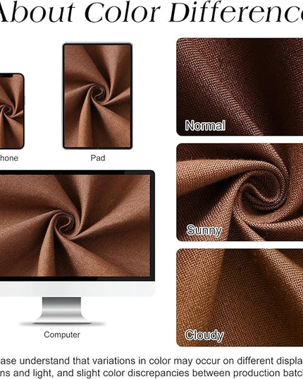 Naturoom Rustic Brown Linen Shower Curtain, Country Boho Farmhouse Bath Decor Shower Curtains Neutral Cloth Weighted Textured Fabric Bath Curtain Liner with Hooks, 72x84
