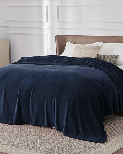 Bedsure GentleSoft Fleece Blanket California King Navy Blue - Lightweight Plush Fuzzy Cozy Soft Bed Blankets, 102x96 inches