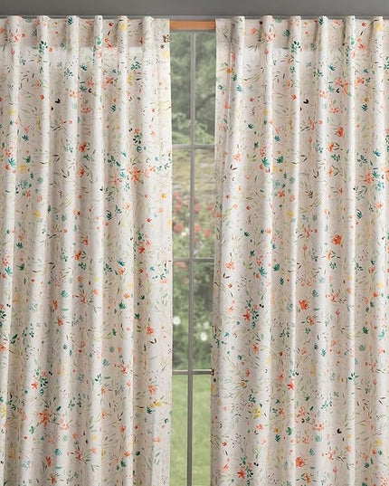 Maison d' Hermine Curtains for Living Room 100% Cotton 124 inch Length Two Panels Light Filtering Curtains for Bedroom Windows with Rod and Loop Pockets Drapes (Colmar, 50" W x 124" L)