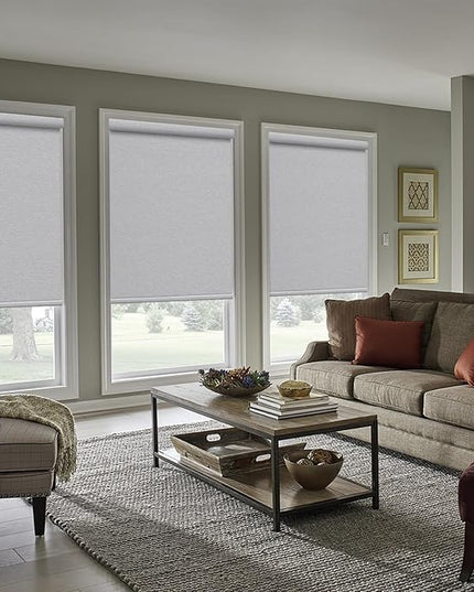 Zshine Motorized Blackout Window Blinds Customize Width (23-95 Inches) Remote Control Wireless and Rechargeable Roller Shades Blinds for Windows, Home, Office, Hotel, Club, Restaurant(82141G)