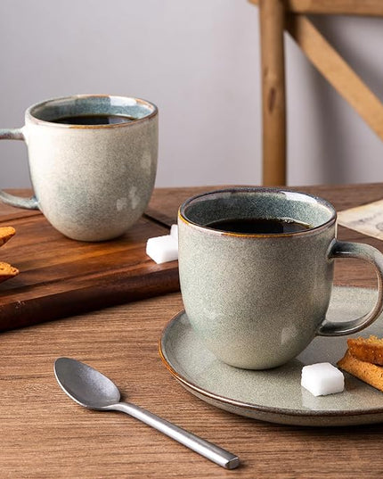 AmorArc 12oz Coffee Mugs, Ceramic Coffee Mugs set of 6 for Man, Woman, Dad, Mom, Modern Coffee Cups with handle for Latte/Cappuccino/Milk/Cocoa. Dishwasher&Microwave Safe, Reactive Glaze
