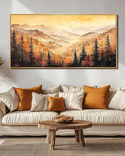 FUHAIHUA Wood Framed Canvas Wall Art For Living Room Large Wall Decor For Office Bedroom Decorations Forest Landscape Pictures Farmhouse Painting Artwork Room Wall Mural Aesthetic Home Decor 30x60 In