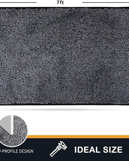 PURRUGS Easy Care Area Rug 4.5ft x 7ft, Non-Slip Washable Entryway Rug, Dog Door Mat, Stain Resistant Accent Rug for Hallway, Living Room, Bedroom and Mudroom, Bluish Grey-Black