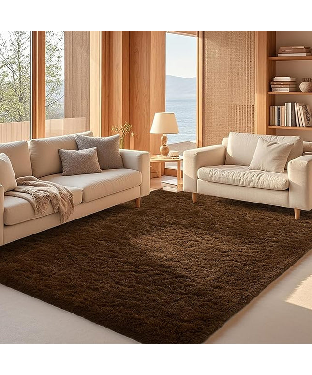 Ophanie Brown Rugs for Living Room Bedroom, 5x8 Fluffy Fuzzy Furry Carpet, Plush Soft Shaggy Bedside Indoor Floor Area Rug for Kids Girls Boys Baby Teen Dorm Nursery Home Decor Aesthetic