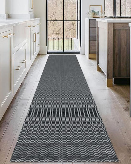 KOZYFLY Washable Runner Rug 2x10 ft Hallway Kitchen Runner Rugs with Rubber Backing Bobo Non Slip Entryway Runner Indoor, Long Carpet Runners for Hall Kitchen Entryway, Grey/Charcoal Grey