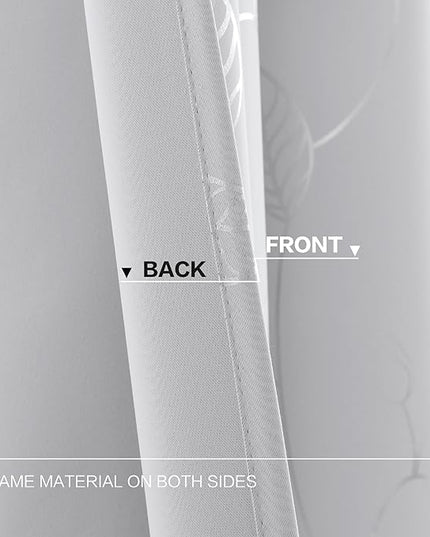 BUHUA Wave Silver Leaf Print Blackout Curtains for Living Room Darkening Curtains Light Blocking Curtains for Bedroom 66W×63L Greyish White 2 Panels