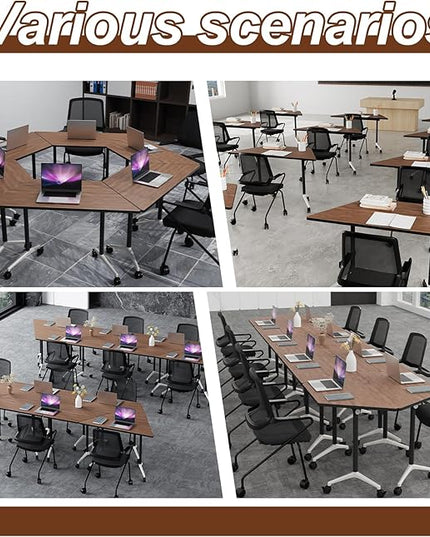 Conference Room Table with Flip-Top Design for Dynamic Meetings, Business Table Computer Desk with Heavy-Duty Frame,Foldable Seminar Meeting Tables for Home Office (2, D, 47.2IN)