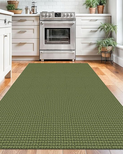 KOZYFLY Washable Area Rug 4x6 ft Non Slip Rubber Backed Living Room Rugs Braided Woven Cotton Kitchen Rugs Indoor Entryway Rug Floor Carpet for Dining Living Room Bedroom, Bright Green/Earthy Green