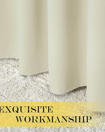 NICETOWN Blackout Living Room Curtain 90 inches Long - Thermal Insulated Grommet Room Darkening Window Treatment Sound Dampening Drape for Bedroom (Beige, W52 x L90, 1 Panel)