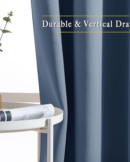 NICETOWN Blackout Living Room Curtains 102 inches Long, Grommet Thermal Window Treatments Room Divider Curtains Sound Reducing for Bedroom, W66 x L102, Stone Blue, 2 Panels