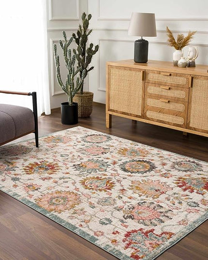 BoutiqueRugs Twilight Traditional Runner Rug - Dusty Pink, Sky Blue, Light Gray - 2'7" x 7'3" Runner