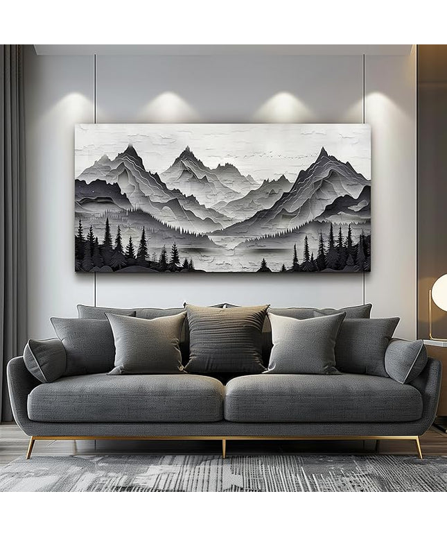 ZUITINGHUA Large Wall Decor For Living Room Canvas Wall Art For Office Modern Wall Decorations For Bedroom Black Mountains Landscape Painting Farmhouse Pictures Artwork Room Home Decor 24x48 In