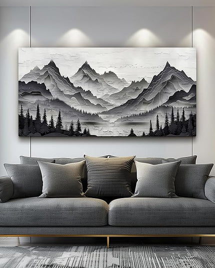 ZUITINGHUA Canvas Wall Art For Living Room Large Wall Decor For Office Bedroom Decorations Black Mountains Landscape Pictures Farmhouse Painting Artwork Room Wall Mural Aesthetic Home Decor 30x60 In