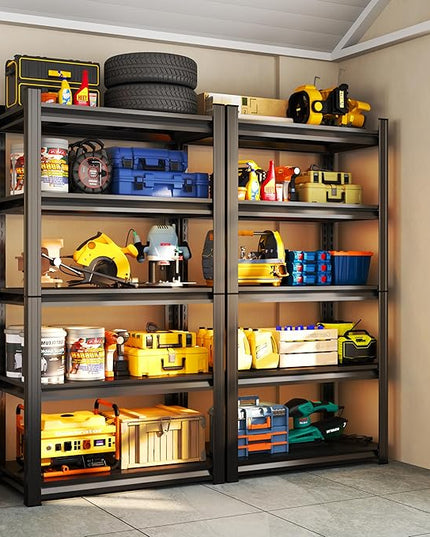 5Tier Garage Metal Shelving,3020 lbs Storage Shelves Heavy-Duty,40''W*18''D*72''H Adjustable Industrial Shelving Unit, Double-Layer Column with Reinforced Ribs for Basement Kitchens