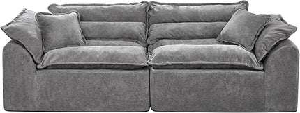 Hobestluk 104" Sectional Sofa Couches 3 Seater Modular Sofa, Boneless Couch, Cloud Couch with Removable Cushion, Modular Sectional Couches for Living Room(Grey)