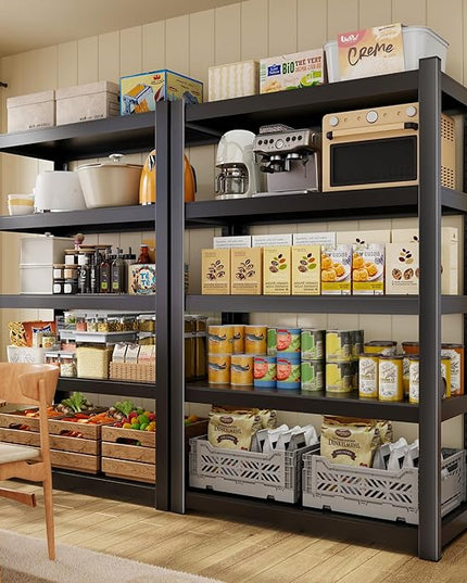 CJF Metal Storage Shelves, 5-Tier Garage Shelving Unit, Heavy Duty Adjustable Metal Shelving for Garage, Basement, Pantry, Warehouse-Black (71 "H x 36" W x 16" D)