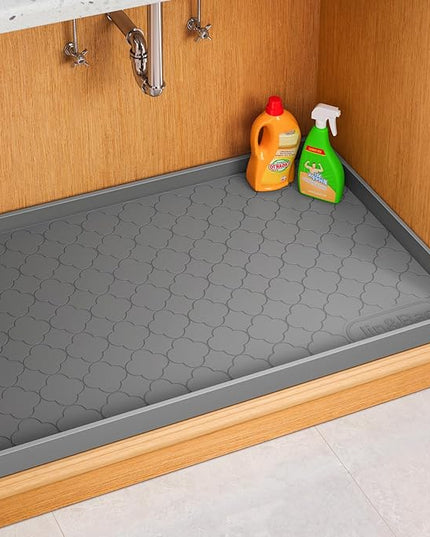 Jin&Bao Waterproof Under Sink Mat 31" x 19", Thick Silicone Mat Cabinet Protector for Kitchen and Bathroom, Shelf Liner, Home Organizer and Storage, Multipurpose Tray for Gadgets and Essentials