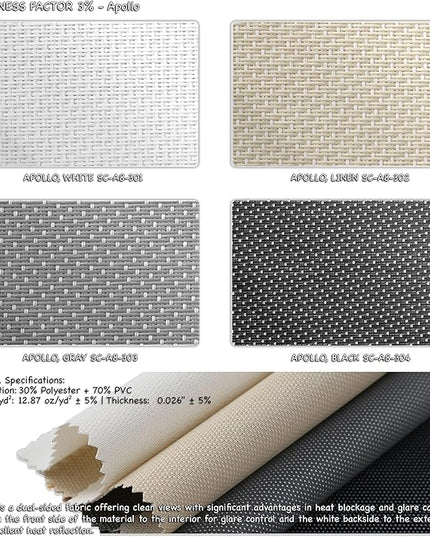 HILADUO Customized Solar Screen Roller Shade Blinds with Remote-Controlled Motorized Operation, Low Visibility, Made in The USA