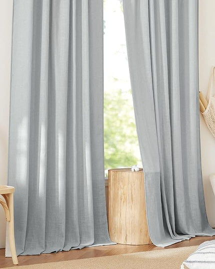 NICETOWN Linen Pinch Pleat Blackout Curtains 84 inch Long for Living Room Bedroom, Thermal Insulated Window Treatments Privacy with Light Filtering for Home, 52 x 84 inch, 2 Panels, Light Grey