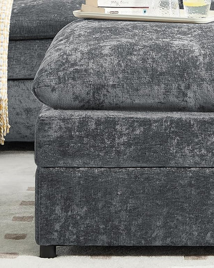 Tbfit Single Sofa Ottoman, Modern Comfy Cloud Sofa, Spring Seat Cushions, Chenille, Gray