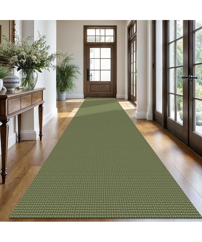 KOZYFLY Extra Long Runners for Hallways 3x16 ft Washable Kitchen Runner Non Slip Rubber Backed Hallway Rug Cotton Entryway Runner Rug Floor Carpet for Indoor Hall, Kitchen, Bright Green/Earthy Green