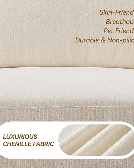 143.8" Modular Sectional Sofa Modern Chenille U Shaped Couch with Thickened Seat Cushions, Easy Assembly, Upholstered 6 Seater Couch with 2 Movable Ottomans for Living Room, White