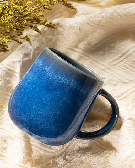 bestone Coffee Mugs Set of 4，15 oz Large Coffee Mugs, Ceramic Mugs with Handles,etc Coffee Mugs, Cups for Coffee Cereal Latte ，Microwave & Dishwasher safe，Dark Blue