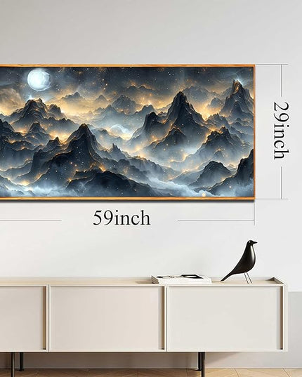 Large Wall Art Landscape Wall Paintings for Living Room Mountain Artwork Black Art 29"x 59" Nature Wall Decor Bird Posters for Home Office