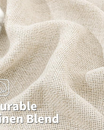 BGment Natural Faux Linen Curtains 95 Inch Long for Living Room - Burlap Textured Light Filtering Window Treatments Grommet Sheer Drapes for Farmhouse, 2 Panels, 52 X 95 Inch