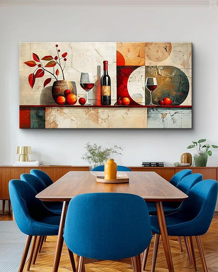ERQINHUA Wall Art For Kitchen Wall Decor For Living Room Dining Room Decorations Wine Glass Mural Still Life Abstract Pictures Artwork bar Posters Home Decor Wall Painting Ready To Hang 20"x40"