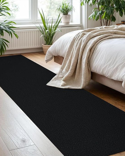 KOZYFLY Washable Runner Rug 2x8 Ft Runners for Hallways Non Slip Kitchen Runner Rugs Braided Cotton Entryway Runner Indoor, Carpet Runners for Hallway Entryway Bedroom, Black