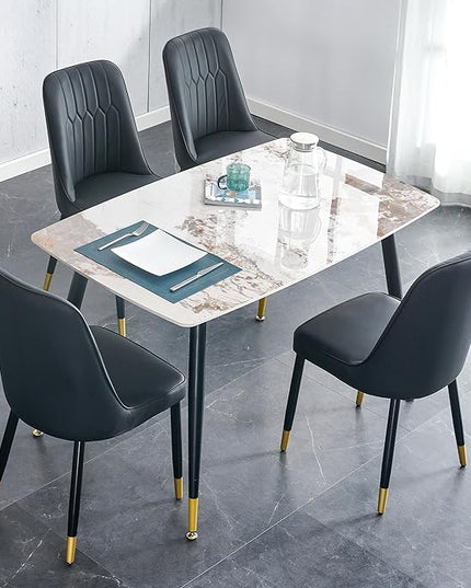 5 Piece Dining Table Set, 4 Chair Dining Table Set, Sintered Stone Kitchen Table Top and Modern Chairs Set of 4 for Kitchen Dining Room, Small Space