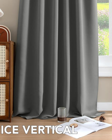H.VERSAILTEX Blackout Curtains Thermal Insulated Window Treatment Panels Room Darkening Blackout Drapes for Living Room Back Tab/Rod Pocket Bedroom Draperies, 52 x 72 Inch, Bluish Gray, 2 Panels