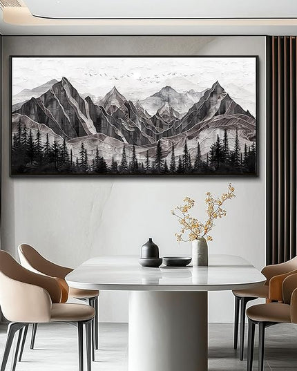 XIGUANGART Large Abstract Mountain Wall Art Farmhouse Canvas Art Print Painting Forest Nature Wall Decor Watercolour Modern Landscape Picture for Living Room Bedroom Office Decorations Framed Artwork