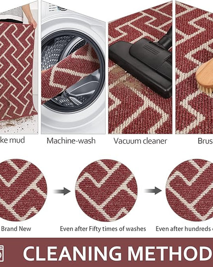 hicorfe Indoor Doormat,Front Back Door Mat Rubber Backing Non Slip Door Mats 47"x71" Absorbent Resist Dirt Entrance Doormat Inside Floor Mats for Entryway Washable Low-Profile