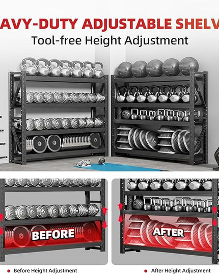 32" W Garage Shelving,4-Tier Heavy Duty Storage Shelves Unit with Adjustable Metal Shelf for Warehouse,Basement,Workshop,3000LBS,32" W x 20" D x 63" H,Black