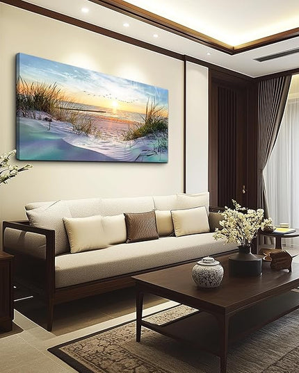 Canvas Wall Art For Living Room Large Size Wall Art Decor For Bedroom Blue Ocean Beach Landscape Paintings Poster Prints Artwork Office Decorations Seascape Wall Pictures Modern Room Home Decor Works
