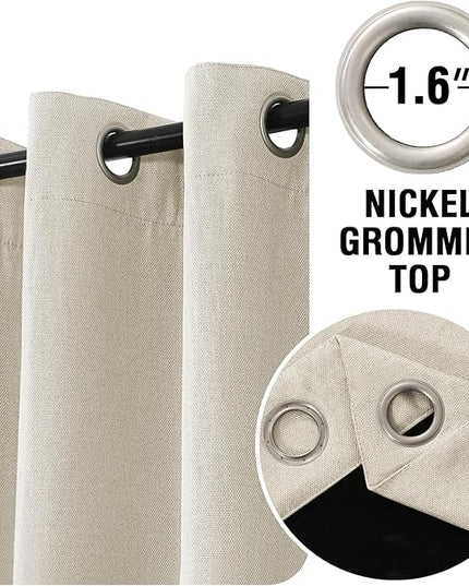 H.VERSAILTEX 90% Blackout Linen Curtains 84 Inches Long for Bedroom/Living Room Thermal Insulated Grommet Curtain Drapes Primitive Textured Burlap Effect Window Drapes 1 Panel - Heather Natural/Black