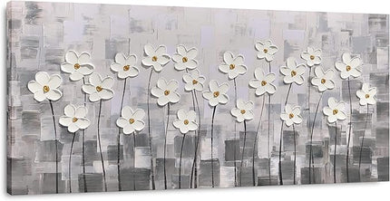 Yihui Arts Abstract Floral Oil Paintings on Canvas Extra Large Hand Painted Modern Stretched Contemporary Wall Art Flowers Artwork for Living Room Home Decor