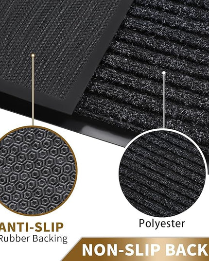 Yimobra Front Door Mat Outdoor Indoor Entrance, 100% Waterproof All-Season All Weather Doormat, Welcome Matt Outside Entry, Non Slip, Low Profile, Heavy Duty Patio Porch Floor Mat,29.5 x 17, Dark Grey