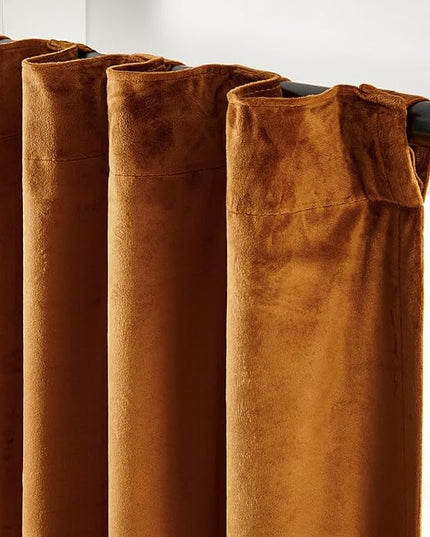 Lazzzy Gold Brown Velvet Curtains 108 Inches Long Blackout Thermal Insulated Room Darkening Lined Curtain Drapes Back Tab Window Treatments for Bedroom Living Room 2 Panels,52 x 108 Inch, Golden Brown