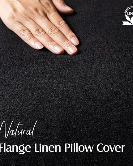 Foindtower Pack of 2, Decorative Linen Soild Throw Pillow Covers Soft Accent Cushion Case Boho Farmhouse Neutral Pillowcase for Chair Couch Sofa Bedroom Living Room Home Decor 20 x 20 Inch Black