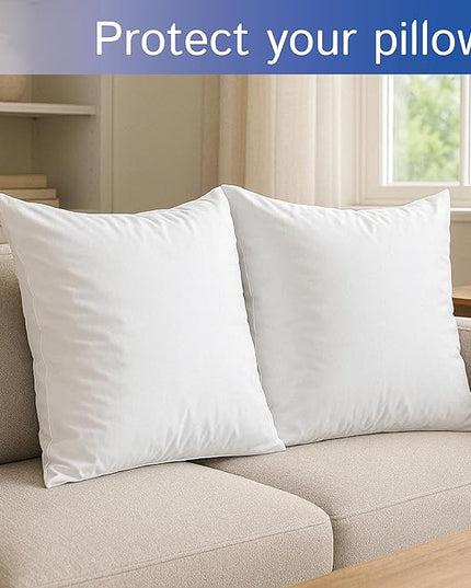 Throw Pillow Covers (Set of 2) - Square 20x20 - Pillow Protectors Waterproof Hypoallergenic Dust Proof Zippered Encasement