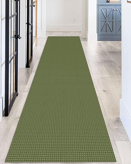 KOZYFLY Long Runners for Hallways 3x12 ft Washable Kitchen Runner Non Slip Rubber Backed Hallway Rugs Cotton Entryway Runner Rug Floor Carpet for Indoor Hall, Kitchen, Bright Green/Earthy Green