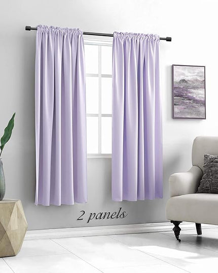 DONREN Violet Light Purple Curtains Room Darkening for Bedroom - Rod Pocket Blackout Solid Curtains for Dining Room(42 W x 72 L 2 Panels)