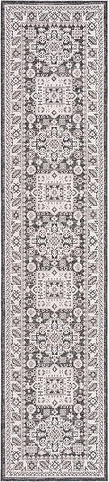 Rugs.com Outdoor Aztec Collection Rug – 12 Ft Runner Charcoal Gray Flatweave Rug Perfect for Hallways, Entryways