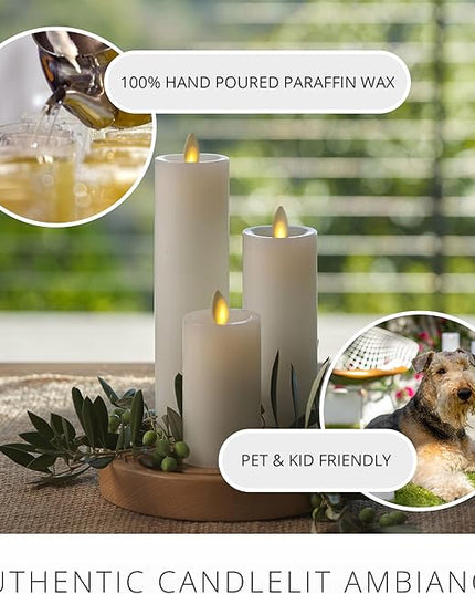 Luminara Classic Slim Flameless LED Candle, White 2" x 6.1", Battery Operated Moving Flame Pillar w/Timer, Safe Realistic Wax Candle, Home Decor