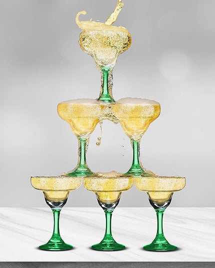 DISCOUNT PROMOS 10 Margarita Glasses Set, 9 oz. - Classic, Smooth, Barware, Glassware - Green