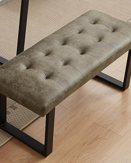 Modern L-Shaped Dining Bench, Vintage Fabric Upholstered Corner Sofa with Metal Legs for Kitchen Nook, Living Room, Dining Room (Brown)